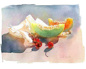watercolor painting still life fruit